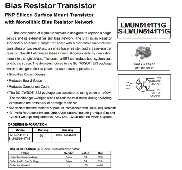 數字三極管Bias Resistor Transistors